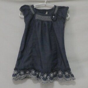 CHILDREN'S PLACE 1989 | 24 months | Blue Denim Dress | White Floral Lace Trim